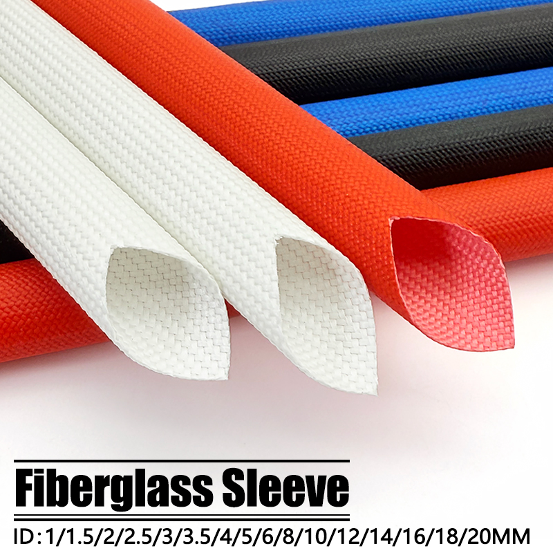 Cable Sleeve Braided - シリコンコーティングされたグラスファイバー編組スリーブ 1～20mm 200℃ 1.5KV 高電圧絶縁チューブ 配線ケーブル保護用