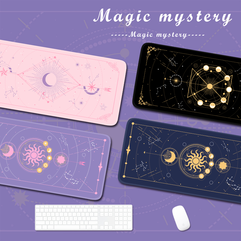 Gaming Accessories Cute - 魔法の月の星が付いたゲームマウスパッド,大きいサイズ,紫,かわいいxxl,防水,滑り止め,ラップトップ,デスクアクセサリー