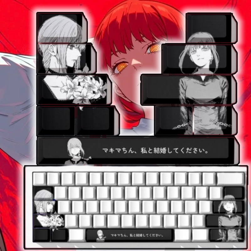 Gaming Accessories To Gift - チェーンソーマンマキマテーマアニメキーキャップメカニカルキーボード PBT カスタムキーキャップ PC ゲーミングキーボードアクセサリーギフトコレクション