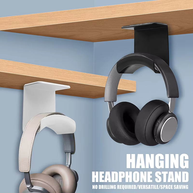 Gaming Accessories Stand - ユニバーサルヘッドフォンスタンド粘着プラスチック壁掛けハンガーデスク下ヘッドセットラックホルダーゲーム用イヤホンブラケットサポート