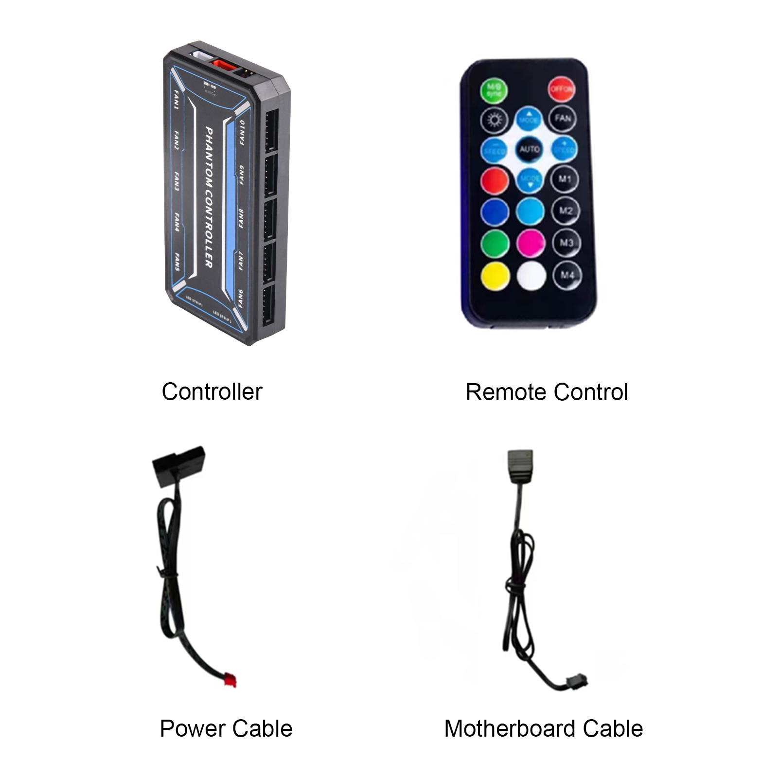 Fan Hub Rgb Controller - 6ピン10ポートRGB PCファンコントローラー、SATA電源、リモコン付きコンピューターARGBファンハブ（コンピューターファン、ライトストリップ用）