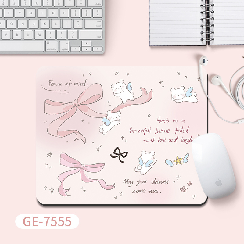 Gaming Accessories Korea - 韓国風ピンクゴム製デスクトップマウスパッド、滑り止め、耐久性のあるデスクマット、PCアクセサリー、ノートパソコン、学習＆オフィス用マウスマット