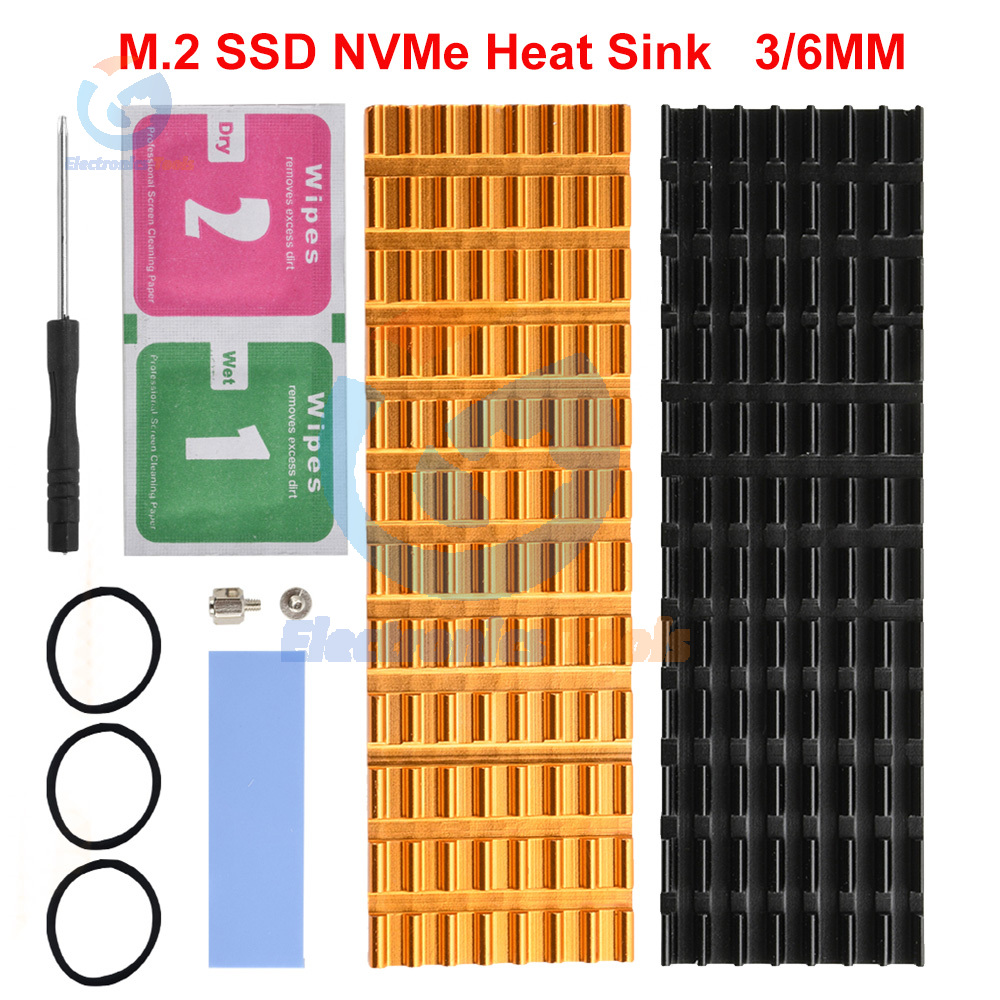 M2 Heatsink Cooler - Ngff 2280 pci-e nvme ssd用ソリッドステートドライブ,m.2 ssd冷却,ヒートシンク,厚さ3/6mmのサーマルパッド