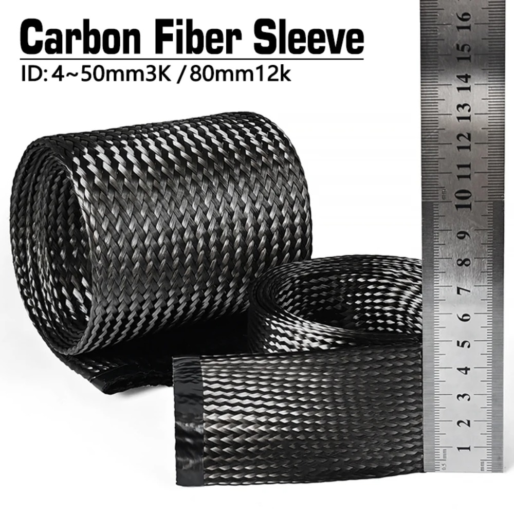 Cable Sleeve Braided - 1 メートルのカーボンファイバーケーブルスリーブブレード 4MM-80MM 中空導電テープワイヤーシールドスリーブ高温耐性