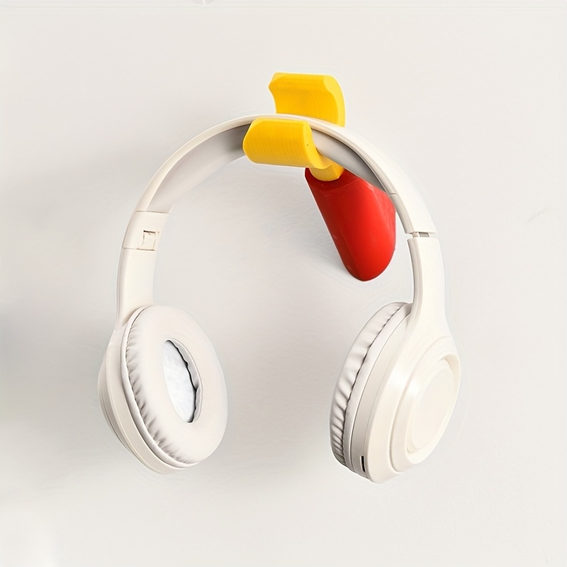 Gaming Accessories Cute - かわいいアヒルの口型クランプ式粘着ヘッドホン壁掛けフック、穴あけ不要の漫画風アヒル型ゲーミングヘッドセットマウント、パンチフリーABSオーディオアクセサリー収納ホルダー、デスクゲームルーム用、卸売販売
