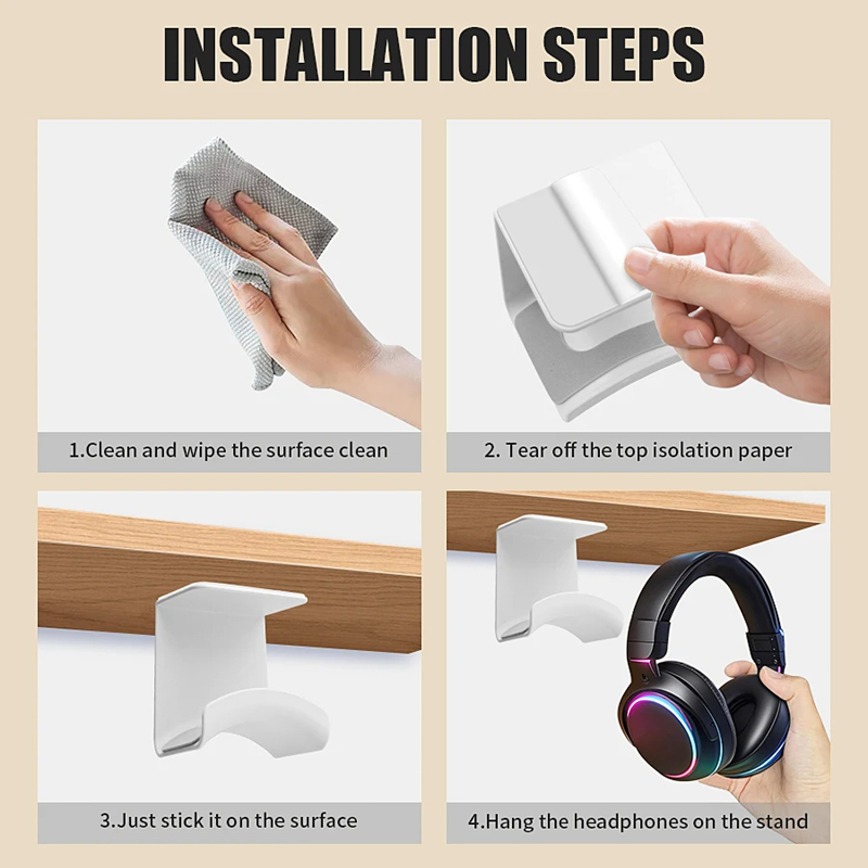ユニバーサルヘッドフォンスタンド粘着プラスチック壁掛けハンガ - Gaming Accessories Stand のレビューと価格