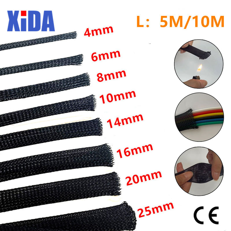 5/10メートル黒ペットのワイヤー絶縁編組スリーブ2/4/6 - Cable Sleeve Braided のレビューと価格