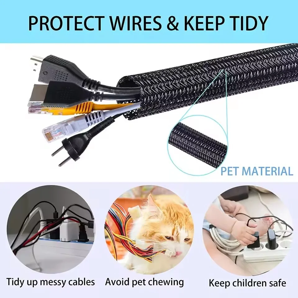 ケーブルスリーブ 自己閉鎖型 PET編組 拡張可能 自動配線 - Cable Sleeve Braided のレビューと価格