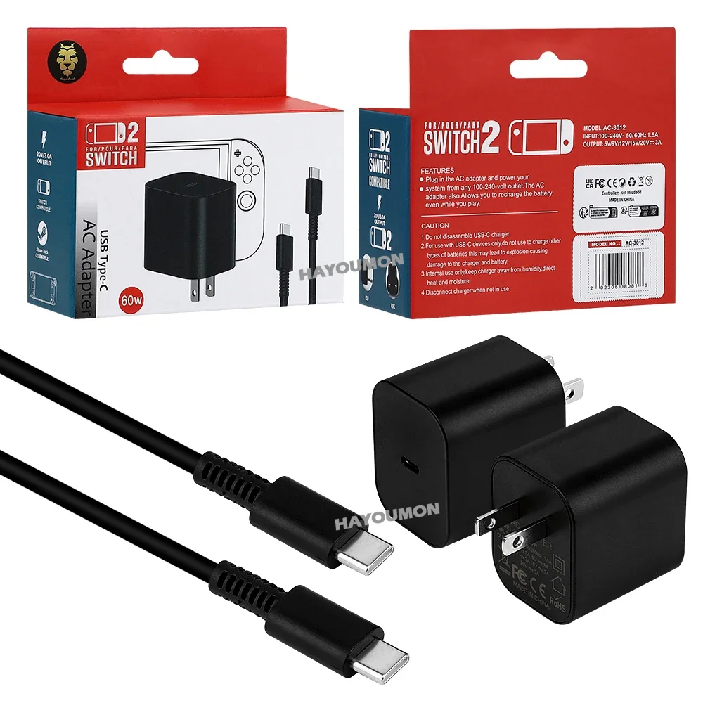 Switch 2用ACアダプター 急速充電器 60W Typ - Gaming Accessories Wall のレビューと価格