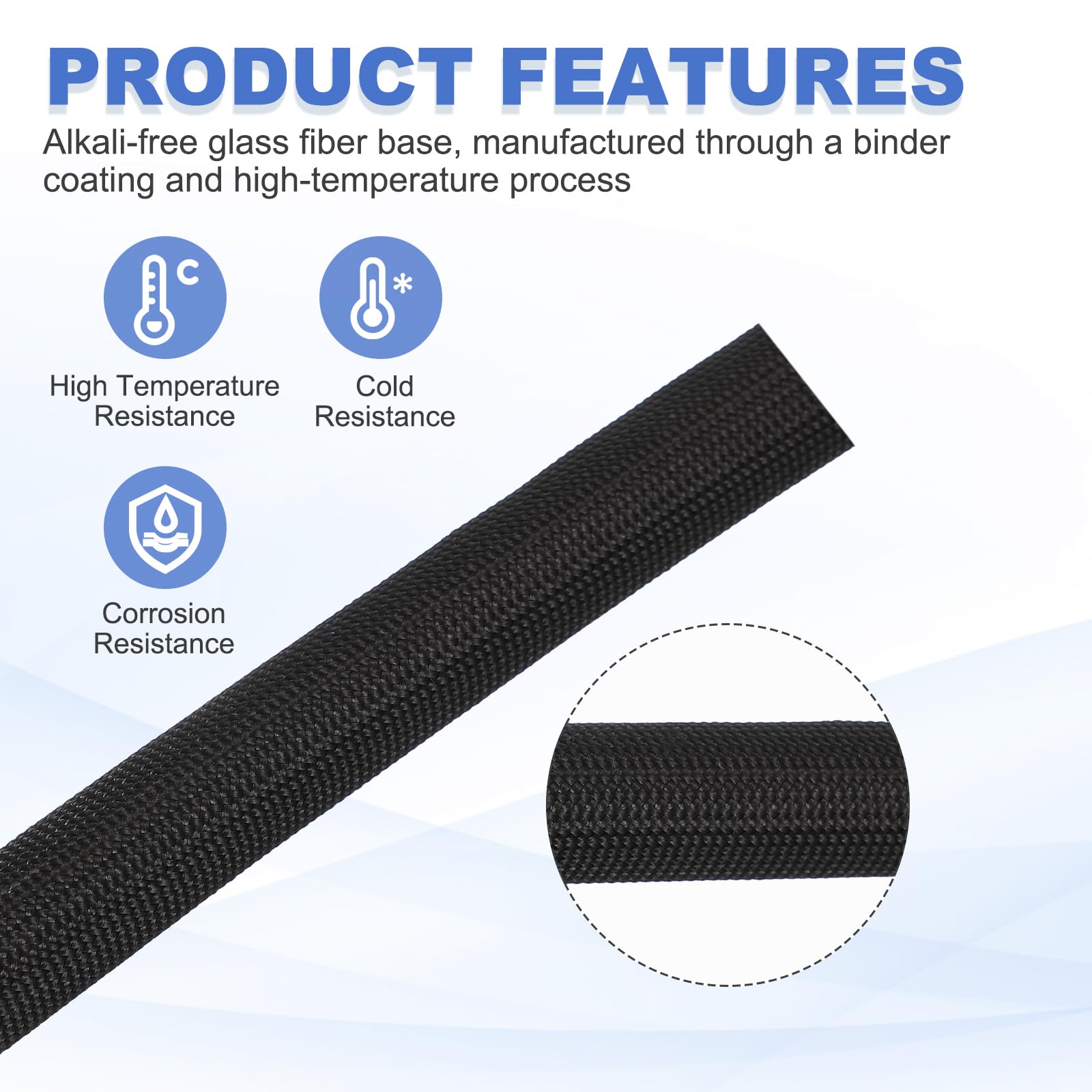 600 ° C 高温耐熱グラスファイバースリーブ 黒色編組ケ - Cable Sleeve Braided のレビューと価格
