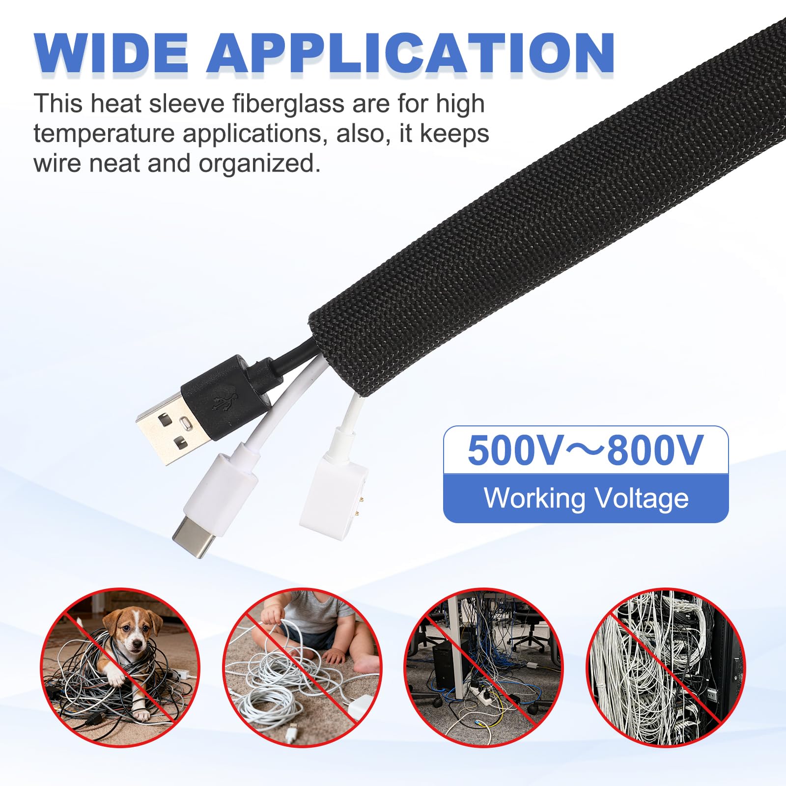 600 ° C 高温耐熱グラスファイバースリーブ 黒色編組ケ - Cable Sleeve Braided のレビューと価格