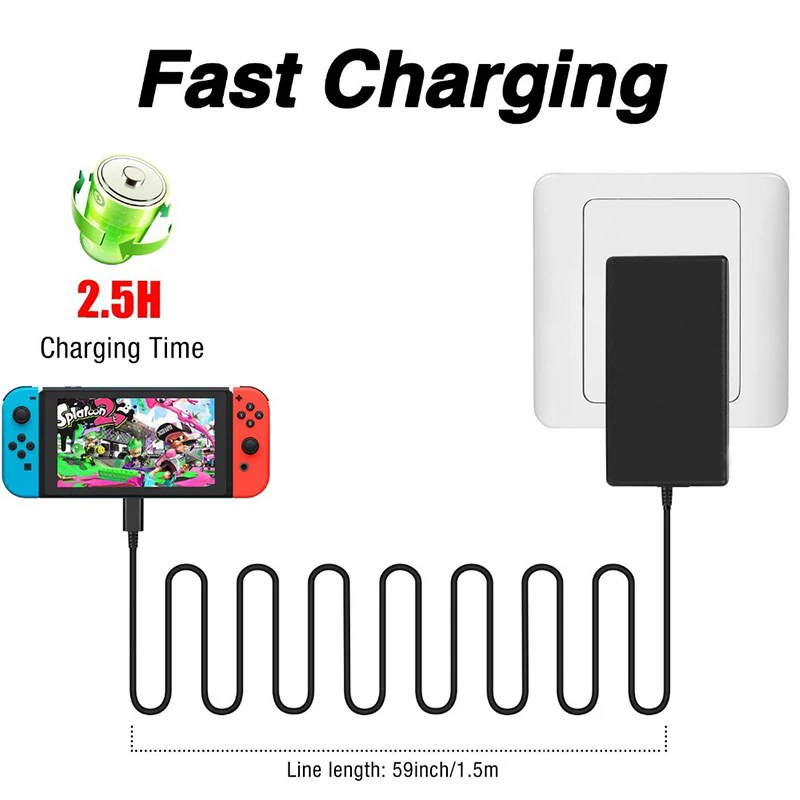 EU・US・UKプラグ対応 AC充電器 ニンテンドースイッチ - Gaming Accessories Wall のレビューと価格