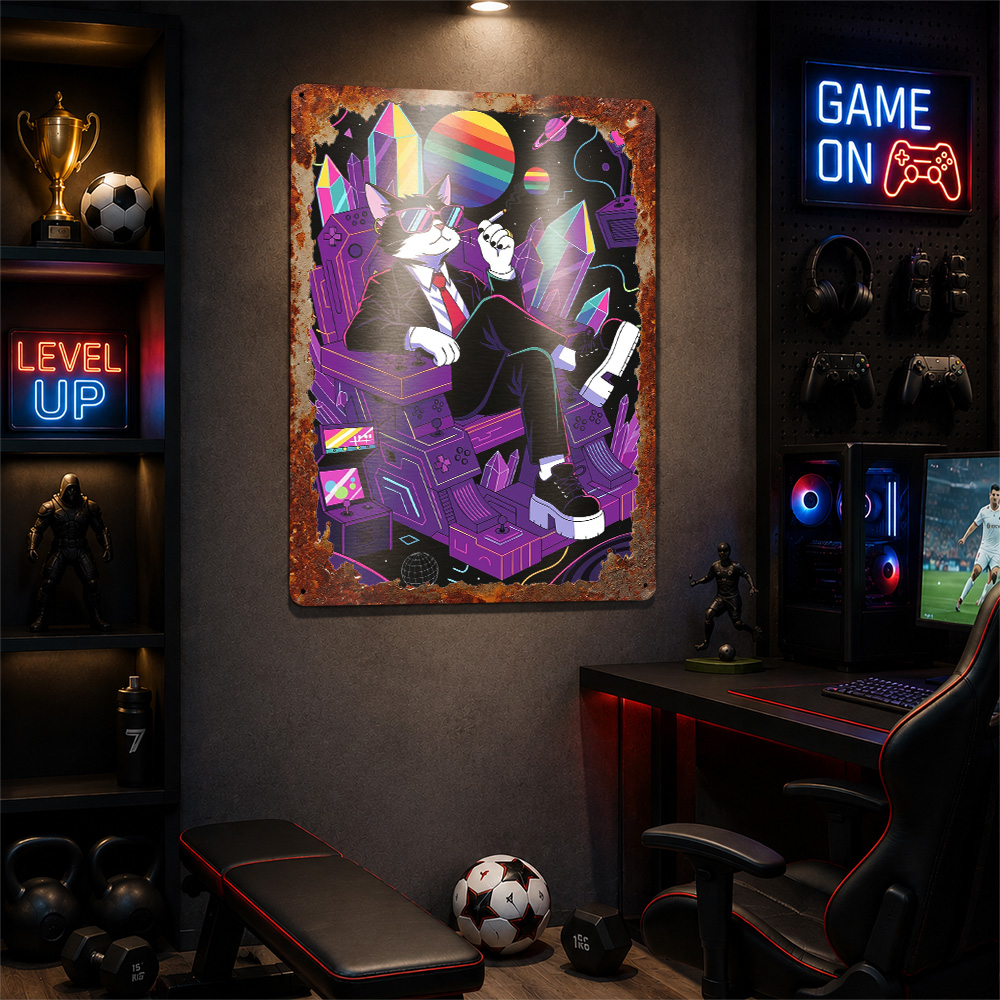 クールキャットゲーミングスローンイラストパーソナライズされた - Gaming Accessories Wall のレビューと価格