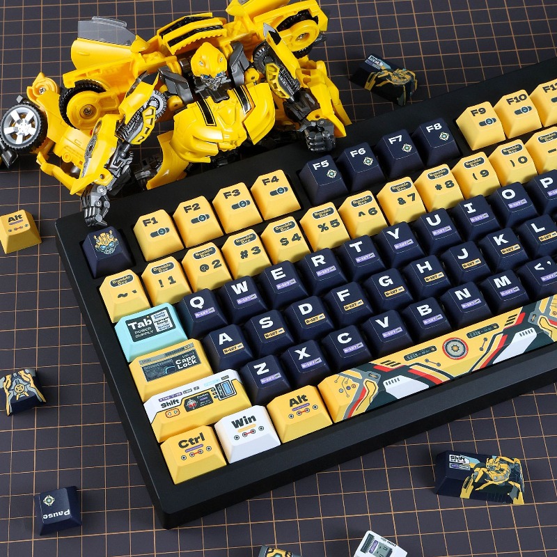 黄色の蜂ロボットテーマカスタムキーキャップメカニカルキーボー - Gaming Accessories To Gift のレビューと価格