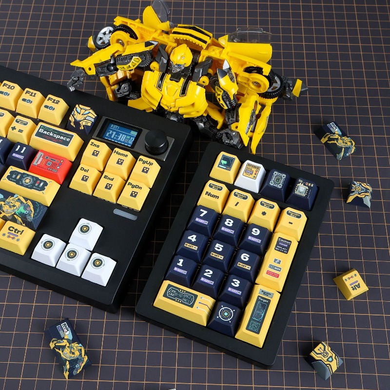黄色の蜂ロボットテーマカスタムキーキャップメカニカルキーボー - Gaming Accessories To Gift のレビューと価格