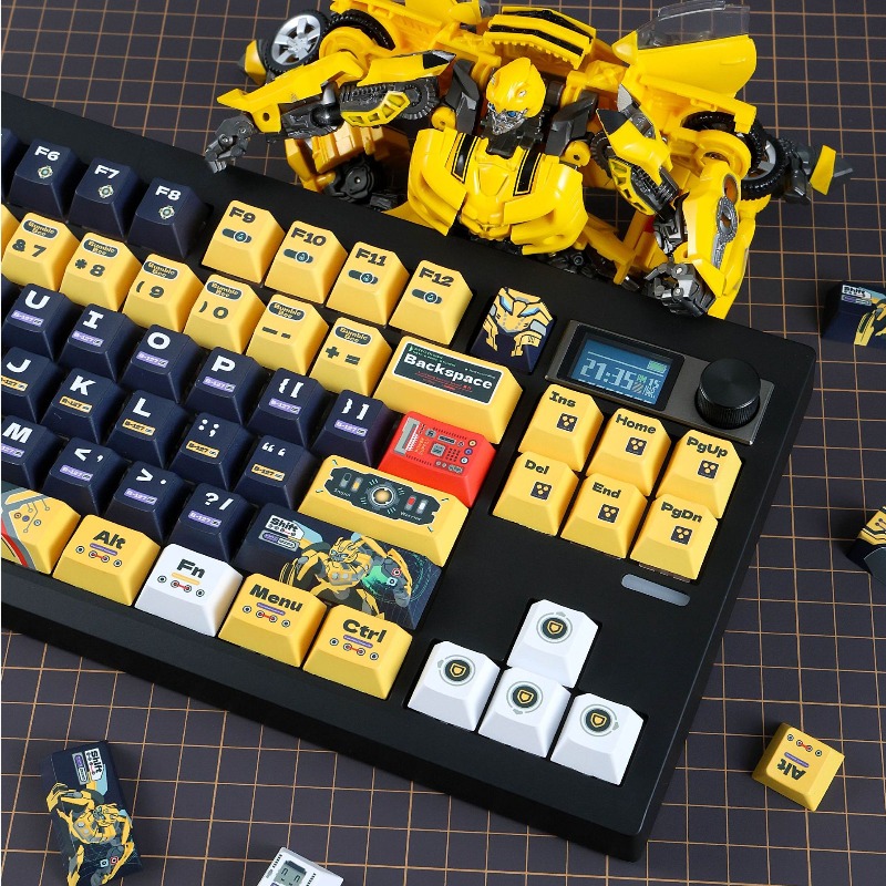 黄色の蜂ロボットテーマカスタムキーキャップメカニカルキーボー - Gaming Accessories To Gift のレビューと価格